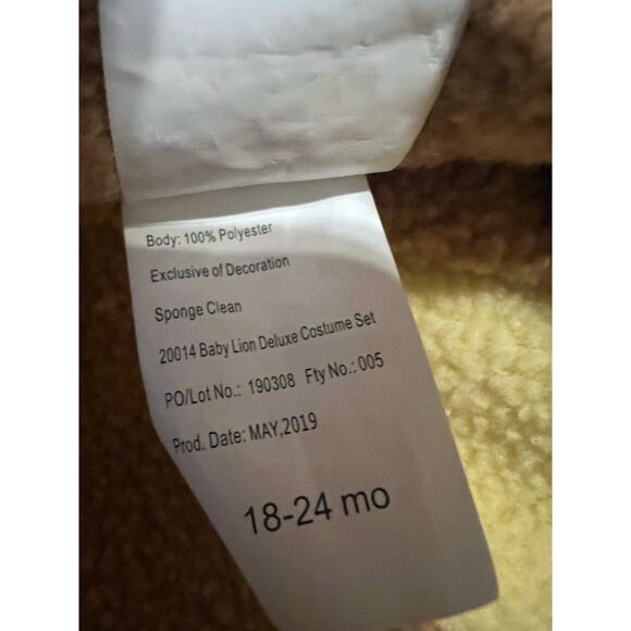 Spooktacular Creations Baby Lion Costume 18-24 Mo Deluxe Fleece Suit - Picture 6 of 13